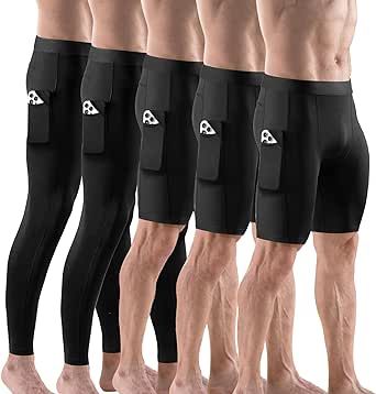 Niksa 5 Pack Compression Shorts Pant Men, Spandex Compression Underwear Running Shorts Workout Athletic Sport Leggings