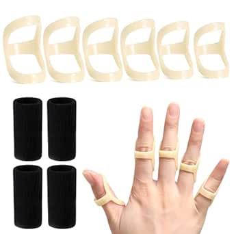 10Pcs Oval Finger Splints & Sleeves Kit, 6 Graduated Oval Trigger Finger Splint & 4 Finger Sleeves for Trigger/Mallet/Arthritis/Straightening, Finger Brace Support for Thumb/Middle/Ring/Index/Pinky(Size 1,2,3,4,5,6)