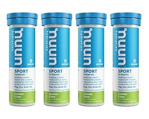 Nuun Sport Electrolyte Tablets for Proactive Hydration, Lemon Lime, 4 Pack (40 Servings)
