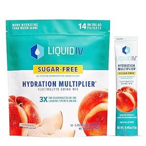 Liquid I.V. Sugar-Free Hydration Multiplier - White Peach – Powder Packets  | Electrolyte Drink Mix | Easy Open Single-Serving Stick | Non-GMO | 14 Sticks