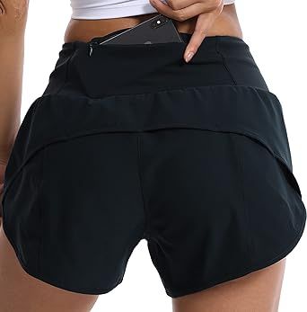 Kcutteyg Running Shorts for Women with Liner High Waisted Lightweight Womens Workout Shorts with Back Pocket- 4"