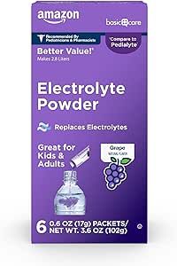 Amazon Basic Care Electrolyte Powder Packets for Rehydration, Grape, 6 Count (Pack of 1)
