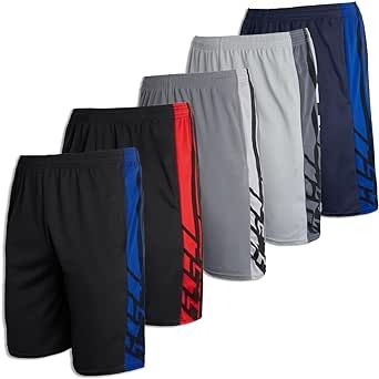 Real Essentials 5 Pack: Men's Mesh Athletic Performance Gym Shorts with Pockets (S-3X)
