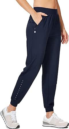 Willit Women's Athletic Joggers Pants Running Workout Quick Dry Pants Lightweight with Zipper Pockets