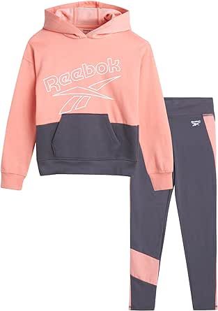 Reebok Girls' Sweatsuit Set - 2 Piece Hoodie Sweatshirt and Leggings - Youth Clothing Set for Girls (7-12)