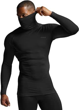 TSLA 1 or 2 Pack Men's Thermal Long Sleeve Compression Shirts, Mock/Turtleneck Winter Sports Running Base Layer Top