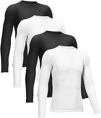TELALEO 4, 3, 2, 5/1 Pack Boys' Girls' Compression Shirts Youth Long Sleeve Undershirt Sports Moisture Wicking Baselayer
