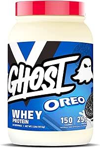 GHOST Whey Protein Powder, Oreo - 2lb, 25g of Protein - Cookies & Cream Flavored Isolate, Concentrate & Hydrolyzed Whey Protein Blend - Post Workout Shakes
