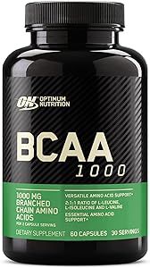 Optimum Nutrition Instantized BCAA Capsules, Keto Friendly Branched Chain Essential Amino Acids, 1000mg, 60 Count