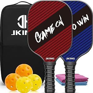 Pickleball Paddles Set of 2, USAPA Approved Lightweight Fiberglass Pickleball Set with 4 Pickleballs, 1 Pickleball Sling Bag, 2 Cooling Towels, Pickleball Gifts for Men, Women, Beginners and Pros