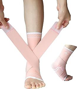 Jupiter Foot Sleeve (Pair) with Compression Wrap, Ankle Brace For Arch, Ankle Support, Football, Basketball, Volleyball, Running, For Sprained Foot, Tendonitis, Plantar Fasciitis