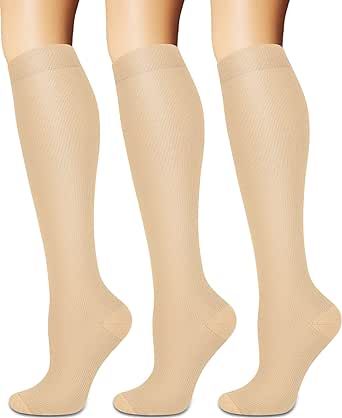 Compression Socks for Women and Men Circulation (3 Pairs) - Best for Medical,Nursing,Running,Travel Knee High Socks