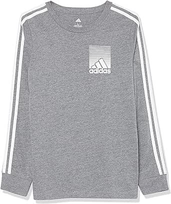 adidas Boys' Long Sleeve Cotton T-Shirt 3-Stripes Tee