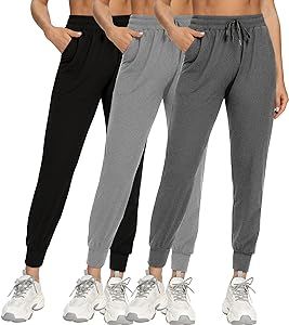 FULLSOFT 3 Pack Sweatpants for Women-Womens Joggers with Pockets Athletic Leggings for Workout Yoga Running